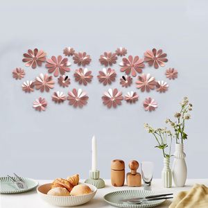 12PCS Metallic Texture 3D Stereoscopic Flower Wedding Festival Party Shopping Mall Home Decoration Gold and Silver <b>Wall</b> Stickers - Product Image 3