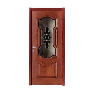 china high quality veneer wooden flush doors Fancy 3/4 lite fiberglass wood panel apartment exterior door designs