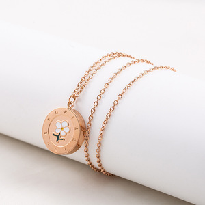 yunnique Stainless Steel Rose Gold Flower Pendant Necklace With Essential Oil For Mosquito Repellent <b>Gift</b> - Product Image 1