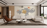 Papier peint de haute qualité avec des poissons koï et des pivoines, nouveau style chinois et texture murale pour la décoration murale de la maison, de l'hôtel et du salon