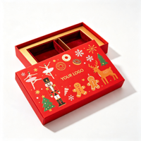 Boîte cadeau de Noël rouge en gros, emballage rigide en carton personnalisé avec logo pour bijoux, cosmétiques et coffrets cadeaux