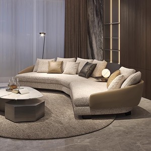 Conjunto de sofá de ocio minimalista italiano diseño de moda conjunto de sofá de cuero de material mixto muebles de sala de estar sofá de sala de estar - Product Image 3