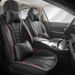 Funda universal de lujo de piel sintética para asiento de coche, juego completo de <span class=keywords><strong>5</strong></span> <span class=keywords><strong>plazas</strong></span> con cojines delanteros y traseros impermeables para modelos Golf y Atlas - Product Image 3
