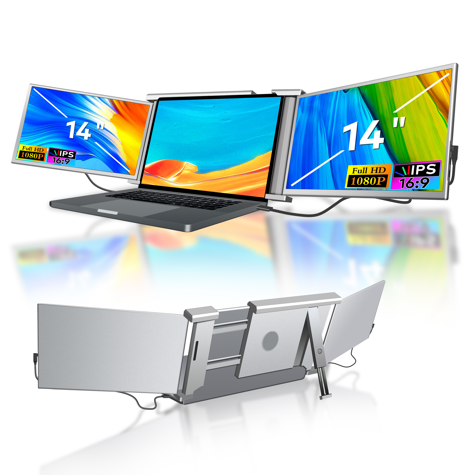 <strong>2026</strong> Wholesale 14 Inch Dual Lcd Screen Extender <strong>1080p</strong> Display Portable External Triple <strong>Monitor</strong> for Laptop