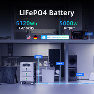 Estación de Energía Portátil LiFePO4 de 5120 Wh y 5000 W con Inversor de Onda Sinusoidal Pura y Diseño de Batería Externa - Product Image 1