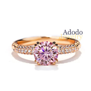 Anillos de Plata de Ley 925 con Moissanita de 1 Quilate, Estilo Princesa Bella, Chapados en Oro K, Diseño Italiano, Anillos de Moissanita de Colores - Product Image 2