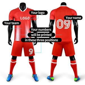 Set Personalizzato di Maglie da <span class=keywords><strong>Calcio</strong></span> a Rapida Asciugatura per Uomo e <span class=keywords><strong>Bambino</strong></span>, 100% Poliestere, T-Shirt e Pantaloncini in Rete di Alta Qualità - Product Image 2