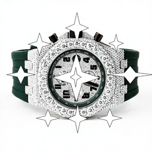 <b>Automatic</b> Luxury Sport Stainless Steel <b>Chronograph</b> Watch Crystal Mechanical Movement Fully Moissanite Bracelet Hip Hop Style - Product Image 1