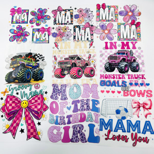 Autocollants DTF personnalisés en gros de haute qualité MOM Plastisol <span class=keywords><strong>pour</strong></span> transfert thermique, prêts à être pressés sur les vêtements - Product Image 2