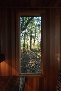 Sauna Exterior de Madera con Exterior de Tejas, Cabina de Spa Grande con Cristal para Patio Trasero, para 2 Personas, Vapor Eléctrico Húmedo - Product Image 6