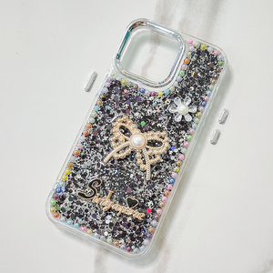 Coques de téléphone portable en TPU+PC <span class=keywords><strong>ultra</strong></span>-fines avec nœud, strass et diamants 3D scintillants pour 18 <span class=keywords><strong>Pro</strong></span> <span class=keywords><strong>Max</strong></span>/13-15/16 Plus/17 Air - Product Image 6