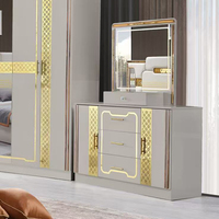 Ensemble de chambre à coucher moderne à prix de gros, cadre en bois, lit king-size de luxe, design turc, ensemble complet de meubles de chambre à coucher