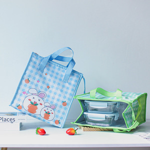 Sac à déjeuner à carreaux avec dessin animé, isolé et épaissi en feuille d'aluminium, pour l'école, les pique-niques et les trajets quotidiens - Product Image 3