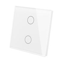 Interrupteur mural intelligent WiFi tactile 2 voies, compatible avec l'application Tuya Smart Life, en blanc ou noir, Max. Courant 10A compatible UE/Royaume-Uni