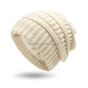 Một cổ điển Windproof đàn hồi satin rắn màu mùa đông nắp ngoài trời với lớp lót bên trong cho sự ấm áp và dày mũ dệt kim - Product Image 2