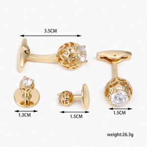 Boutons de manchette pour homme, zircon de haute qualité, luxe, boutons de manchette en or, boutons de manchette pour homme, coffret cadeau - Product Image 6