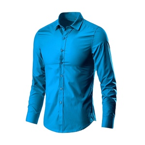Camisa de manga larga clásica de color sólido de viaje de negocios multicolor transpirable cómoda no fácil de pilling cs259 - Product Image 1