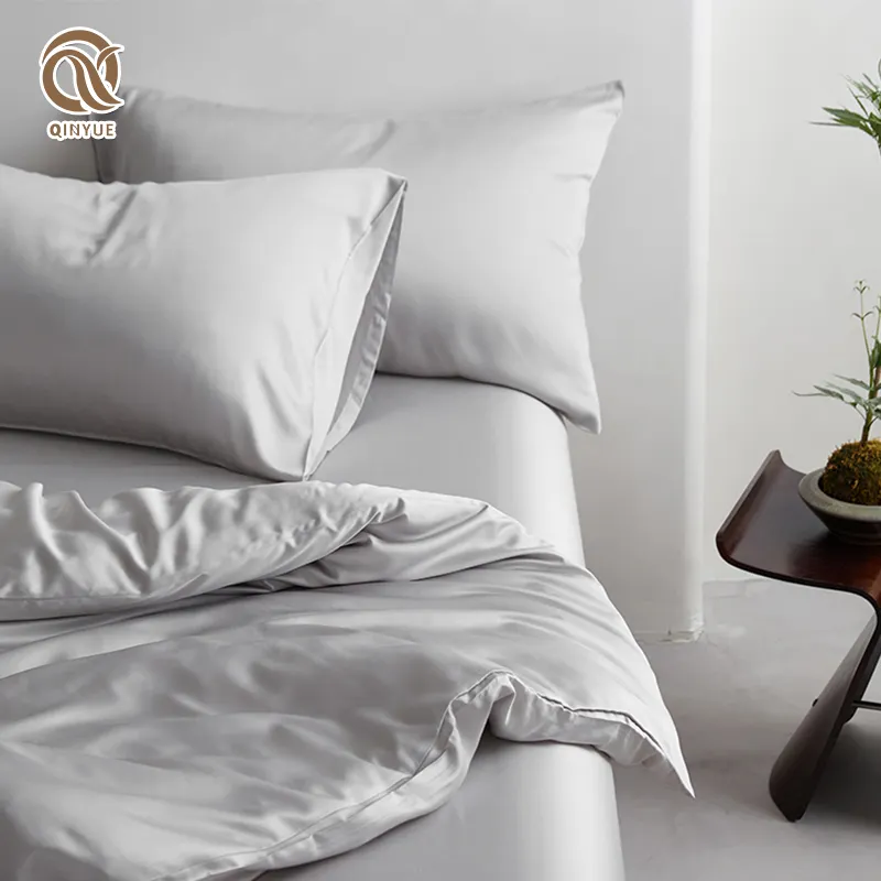 Lençóis de bambu populares de alta qualidade, produtos de bambu 100%, conjunto de cama durável de luxo para hotel em promoção para todas as estações