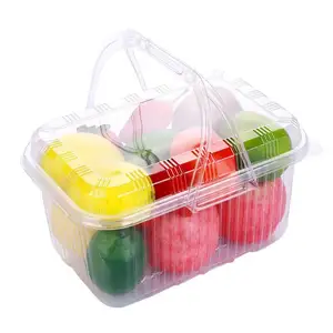 Herbruikbare Wegwerp Transparante Cake Aardbei Fruit Verpakking Rechthoekige Huisdier Plastic Blister Met Handvat Voor Voedsel