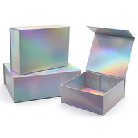 Boîte cadeau pliante de luxe rigide en carton argenté haut de gamme, personnalisable avec impression UV/estampage à chaud, taille et logo sur mesure