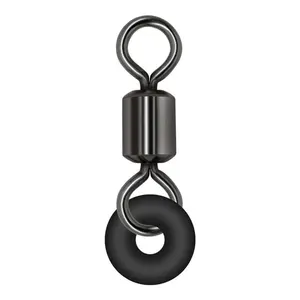 YOUME Open Bite Stainless Steel Fishing Swivel with O Shape Rubber Ring Fishing Tackle Fishing Rolling Swivel