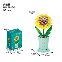 8813 Bloques de Construcción de las Doce Constelaciones, Serie de Flores de la Suerte, Piezas Pequeñas Educativas, Ladrillos de Ensamblaje DIY en Maceta, Juguetes de Regalo para Niños