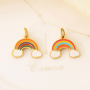 Custom DIY 14k 18k PVD Gold Plated Jewelry 316L Stainless Steel <b>Bracelet</b> Kawaii Bulk <b>Rainbow</b> Charms for <b>Bracelet</b> Necklace - Product Image 4