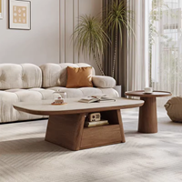 Table basse moderne minimaliste de luxe en pierre frittée écologique, aspect marbre, avec base en métal, pour salon