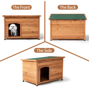 Çift Katmanlı Ahşap Köpek Kafesi, Dış Mekan Yağmur Geçirmez Evcil Hayvan Evi, Sıcak Tutma Özellikli Hayvan Desenli, Küçük Irklar İçin, Her Mevsim, Oturma Odası Kullanımı - Product Image 5