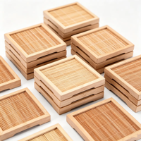 Sous-verre carré en bambou naturel, résistant à la chaleur, tapis pour tasse à thé, dessous de pot en bambou tissé à la main pour la décoration de la cuisine et de la table à manger