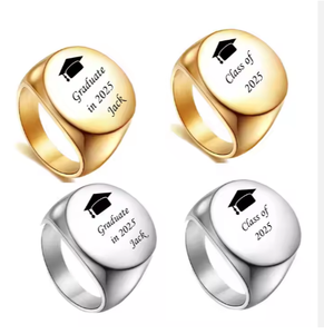 Bague de graduation universitaire personnalisée Zhongzhe 2026, étanche, tailles 7-15, en acier inoxydable anti-ternissement, cadeau pour hommes - Product Image 1