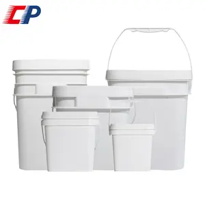 5-20L PP Pail White Round Empty Container Plastic 1 Gallon Bucket With Lid Metal Handle