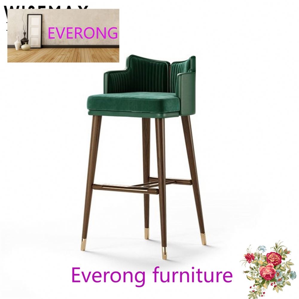Бархатный стул с подлокотниками из нержавеющей стали с деревянными ножками роскошный барный стул обеденный стул гостиная ресторан