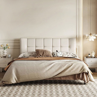Lit de luxe King Size en cuir véritable européen, capitonné, réglable, avec tête de lit en bois, meubles de chambre à coucher, ensembles de literie