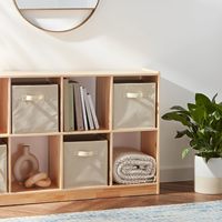 Lot de 6 cubes de rangement pliables en tissu beige robuste avec poignées, capacité de 8,5 litres
