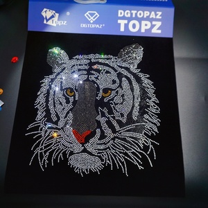 Neon Pinky Tiger Head Custom Tiger Rhinestone Transfers Camisas Precio de fábrica al por mayor a granel Hotfix Crystal Motif - Product Image 2