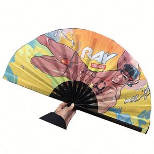 Customized Large 33cm Rainbow Bamboo Folding Hand Fan Portable Party Souvenir Love Flower <b>Basket</b> Blank for Decoration Promotion - Product Image 4