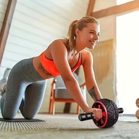Rouleau abdominal en acier inoxydable - Roue d'entraînement pour les muscles abdominaux et pectoraux, équipement de fitness non électrique pour tous
