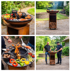 Barbecue d'extérieur en acier Corten, gril à charbon de bois, foyer à charbon de bois - Product Image 6