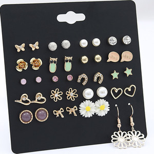 Korean Style <b>Earring</b> Set 20 Pieces Simple Cute Floral Design For Women Students Gift Fashion Jewelry Zinc Alloy Copper <b>Post</b> - Product Image 1