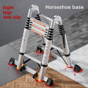 Échelle <span class=keywords><strong>télescopique</strong></span> en alliage d'aluminium à double verrouillage, pliable, pour usage domestique, capacité de charge 150 kg, pour intérieur - Product Image 2