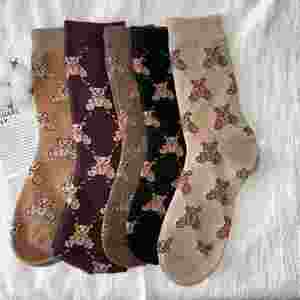 Custom Cute Bear <b>Pattern</b> Socks Japanese Women Korean Student Socks Girl Wearing Crew Socks - Product Image 4