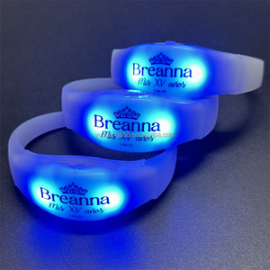<span class=keywords><strong>Braccialetti</strong></span> <span class=keywords><strong>LED</strong></span> in Silicone Lampeggianti Attivati dal Suono Bracciali Ritmici Luminosi - Product Image 2