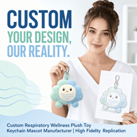Jouet en peluche personnalisé OEM ODM, animal en peluche, porte-clés, mascotte, poupée respiratoire pour la promotion de campagnes de bien-être respiratoire