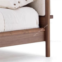 Lit double en bois massif sur mesure, chêne rouge, noyer noir, cerisier en option, avec ou sans tête de lit, style bois brut