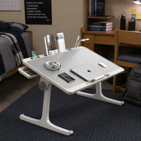 Table de lit pliable pour ordinateur portable, réglable en hauteur, support d'ordinateur portable portable avec tiroir pour le travail et les études au lit – Vente directe usine