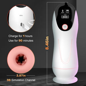 Masturbateur à aspiration automatique - 8 modes de vibration, ventouse puissante, commande vocale intelligente, vagin réaliste 3D, recharge USB, sextoy, commande en gros - Product Image 4