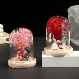 Décoration de cadeau de mariage, fleur éternelle, souvenir, table, bureau créatif, petite forme de dôme, <span class=keywords><strong>fleurs</strong></span>, lumière LED, vente d'usine - Product Image 1