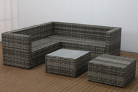 Conjunto de Sofá Esquinero de Mimbre Sintético de 6 Plazas para Exteriores con Mesa de Centro y Otomana para Jardín o Patio
