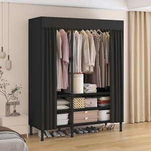Armario de metal personalizable Armario de almacenamiento <span class=keywords><strong>con</strong></span> <span class=keywords><strong>cremallera</strong></span> portátil negro <span class=keywords><strong>con</strong></span> 2 puertas, espacio de almacenamiento espacioso de gran capacidad - Product Image 3
